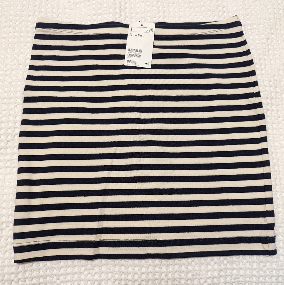 NWT - Navy & White Striped Skirt